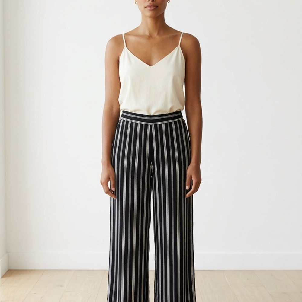 LOFT Black and White Wide Leg Pants